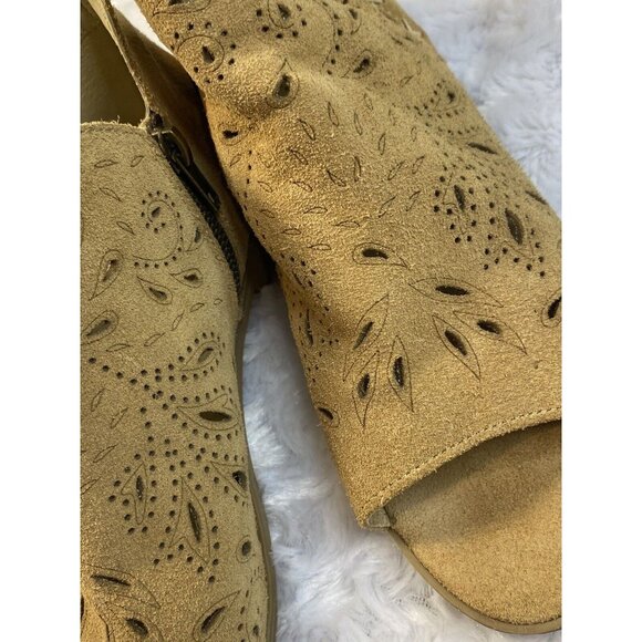 Coolway Size 7 / 38 Open Toe Ankle Booties Suede Cut Out Design Side Zip - Picture 3 of 9